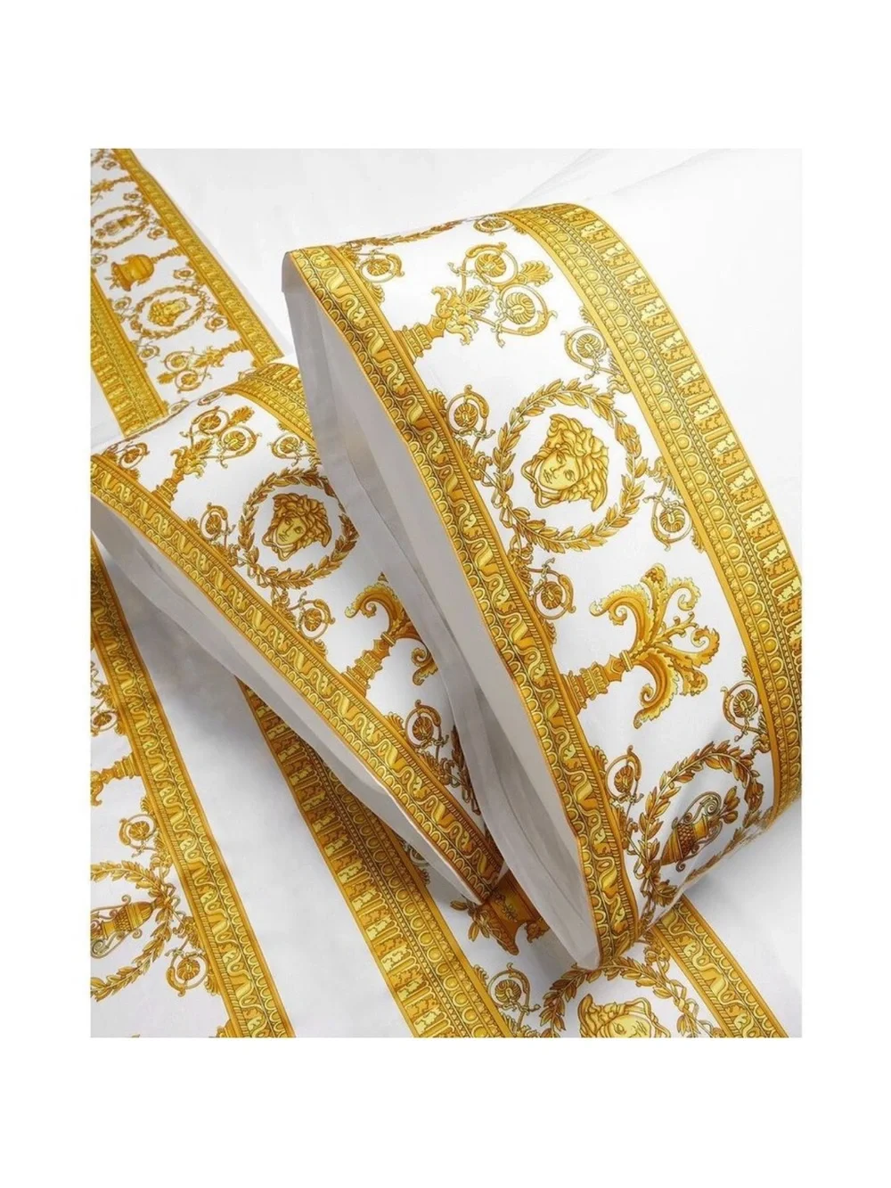 Authentic Versace Baroque Flat Sheet King Cotton Italy White Gold 280 TC